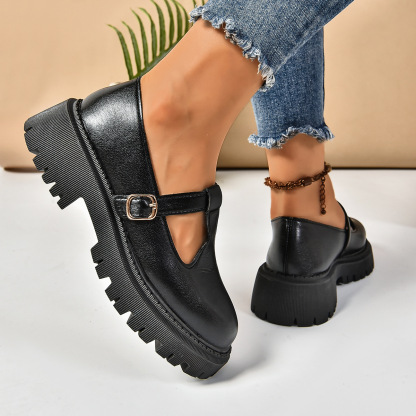 Women's Adjustable Buckle Platform/Flat leather shoes