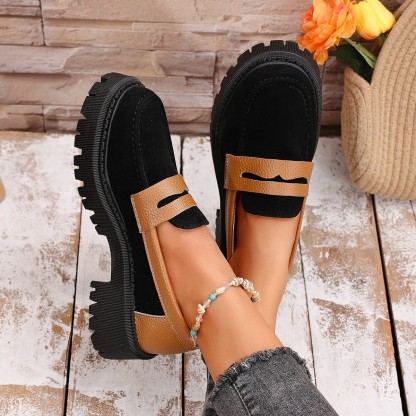 Women's fashionable thick-soled slip-on loafers