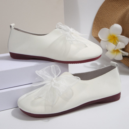 Vintage Mary Jane Flats – Round-Toe Bow Shoes