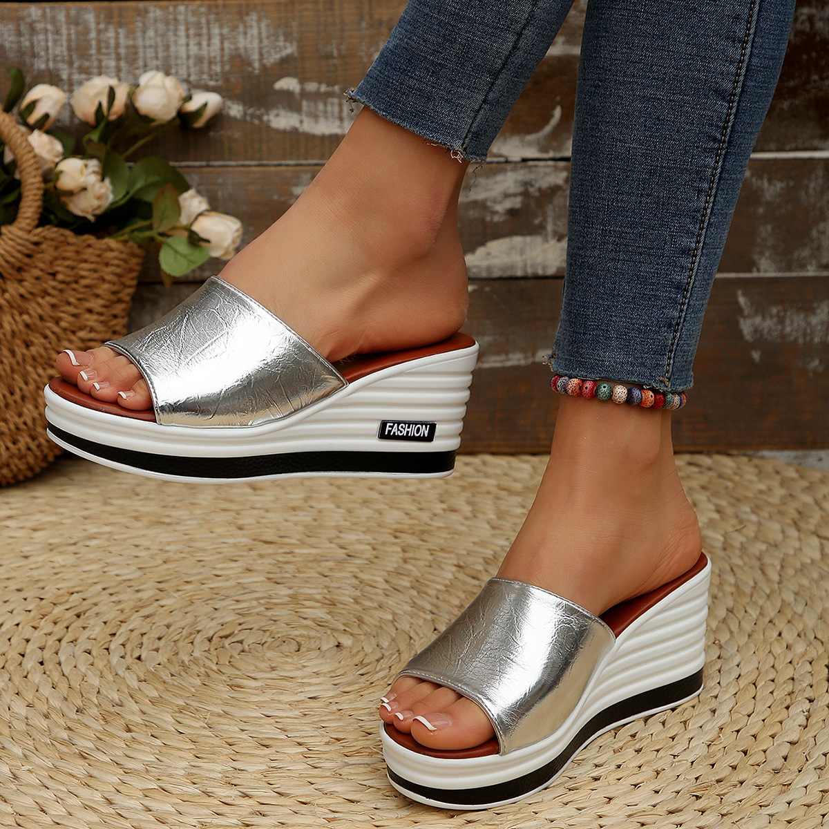 🔥HOT SALE🔥Ladies summer new fashion wedge slippers - Buy 2 get free shipping