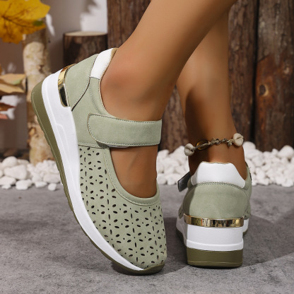 🔥Women's Summer Breathable Lightweight Adjustable Velcro Wedge Heel Sneakers