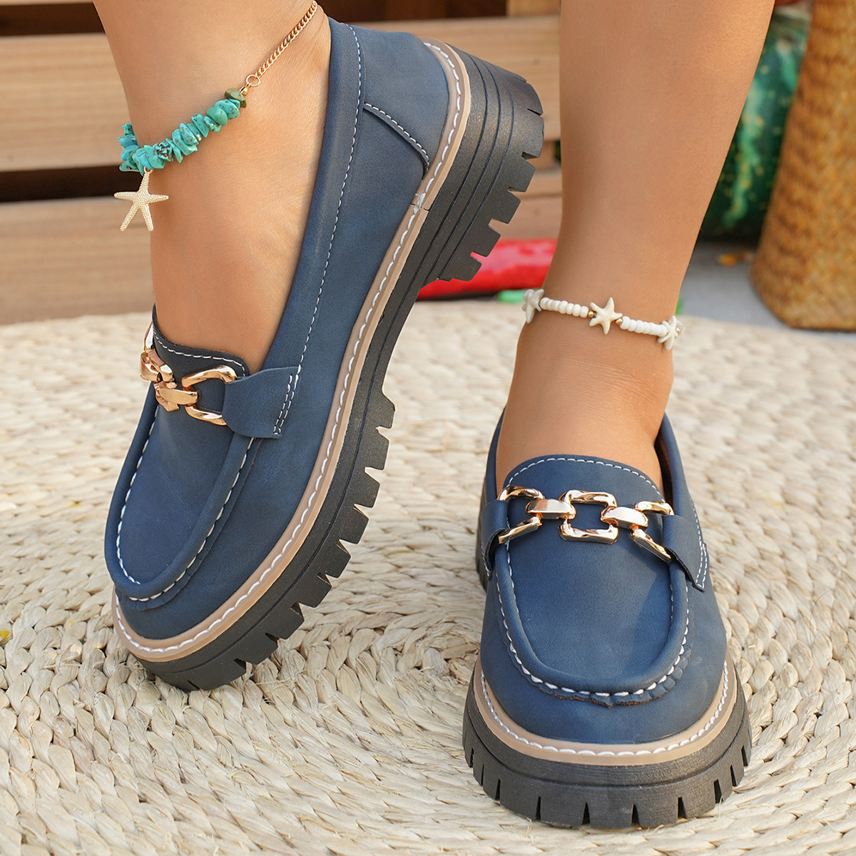 Women's thick-soled versatile casual loafers