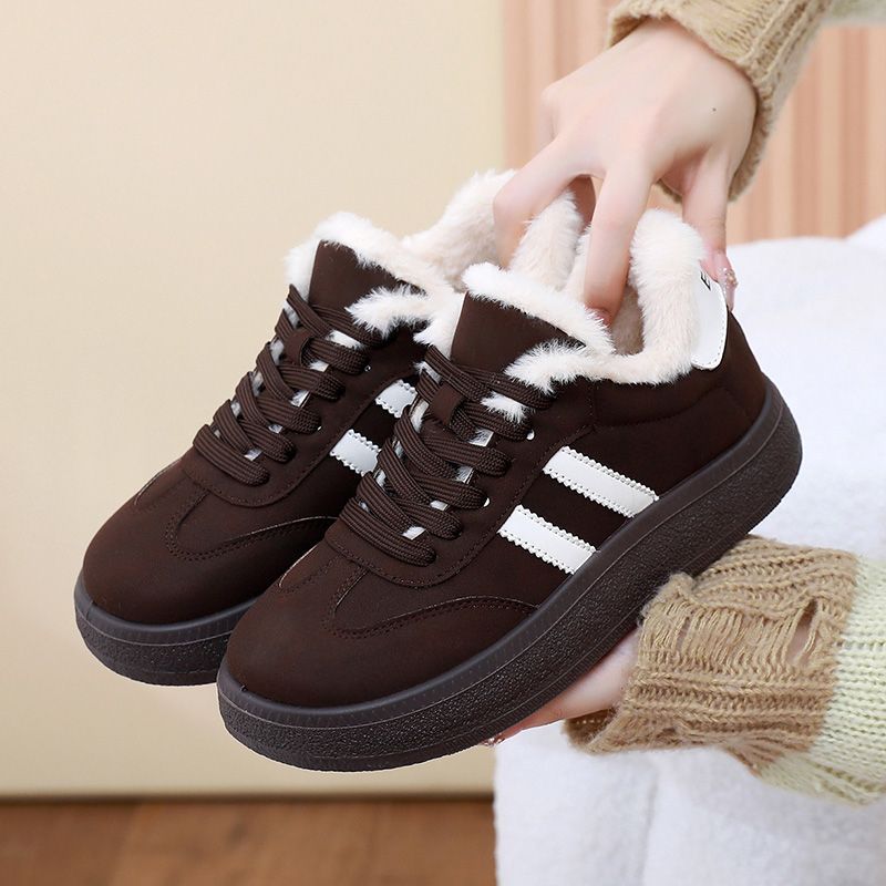 Women's winter cotton shoes with soft sole and plush lining