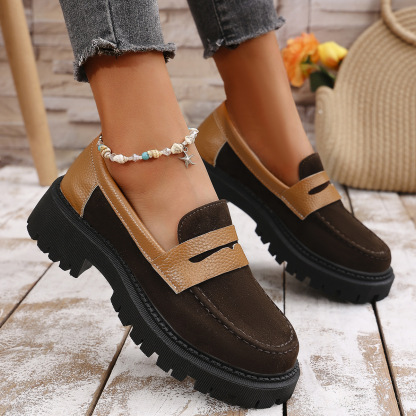 Women's fashionable thick-soled slip-on loafers