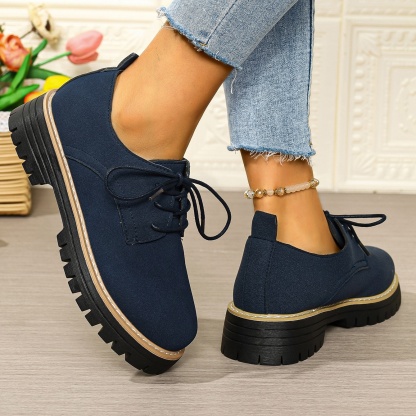 Women's waterproof and non-slip lace-up thick-soled loafers