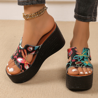 📢🔥Women's thick-soled wedge high-heeled slippers