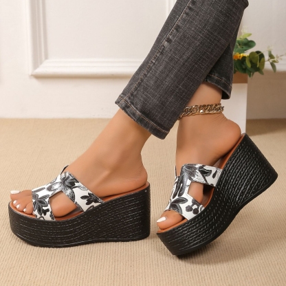 📢🔥Women's thick-soled wedge high-heeled slippers