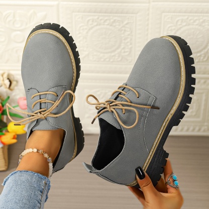 Women's waterproof and non-slip lace-up thick-soled loafers