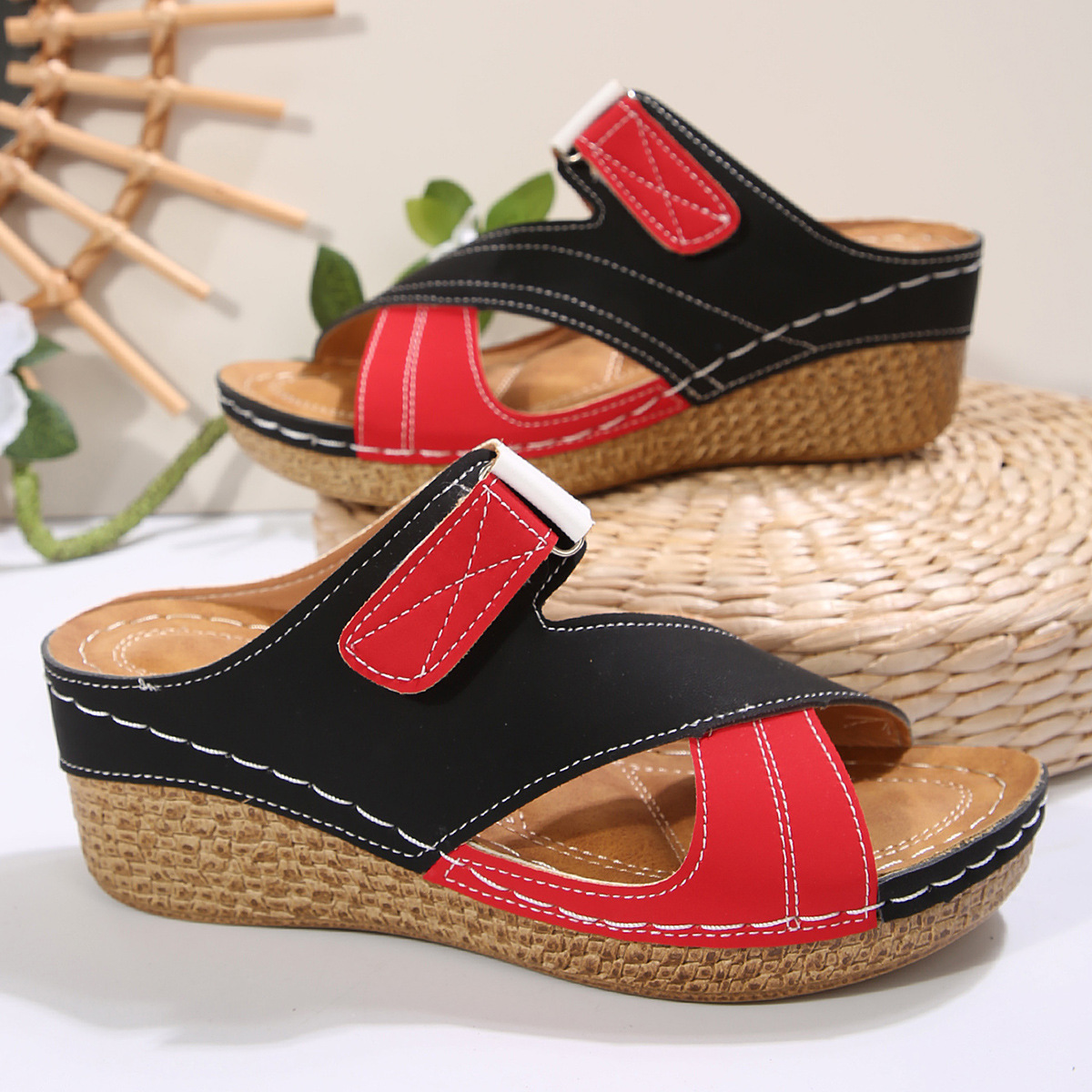 🔥HOT SALE🔥Women's Adjustable Velcro Non-Slip Thick Sole Wedge Sandals - Buy 2 get free shipping