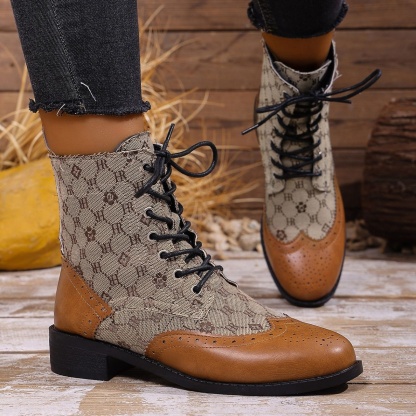 Women's high-top lace-up leather boots