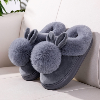 Women's plush warm rabbit slippers