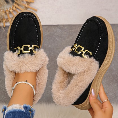 Women's fleece-lined slip-on cotton shoes