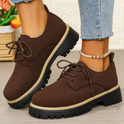 Women's waterproof and non-slip lace-up thick-soled loafers