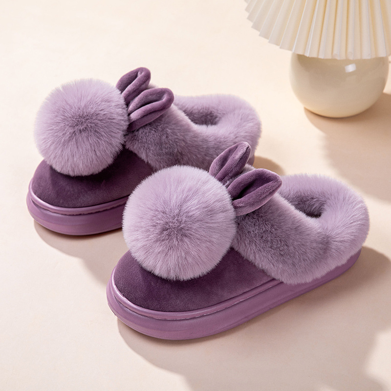 Women's plush warm rabbit slippers