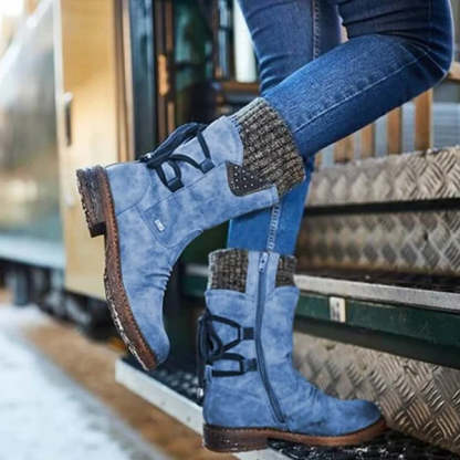 Women's mid-calf snow boots sweater cuff winter warm boots