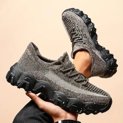 Men's knitted breathable and comfortable non-slip lace-up sneakers