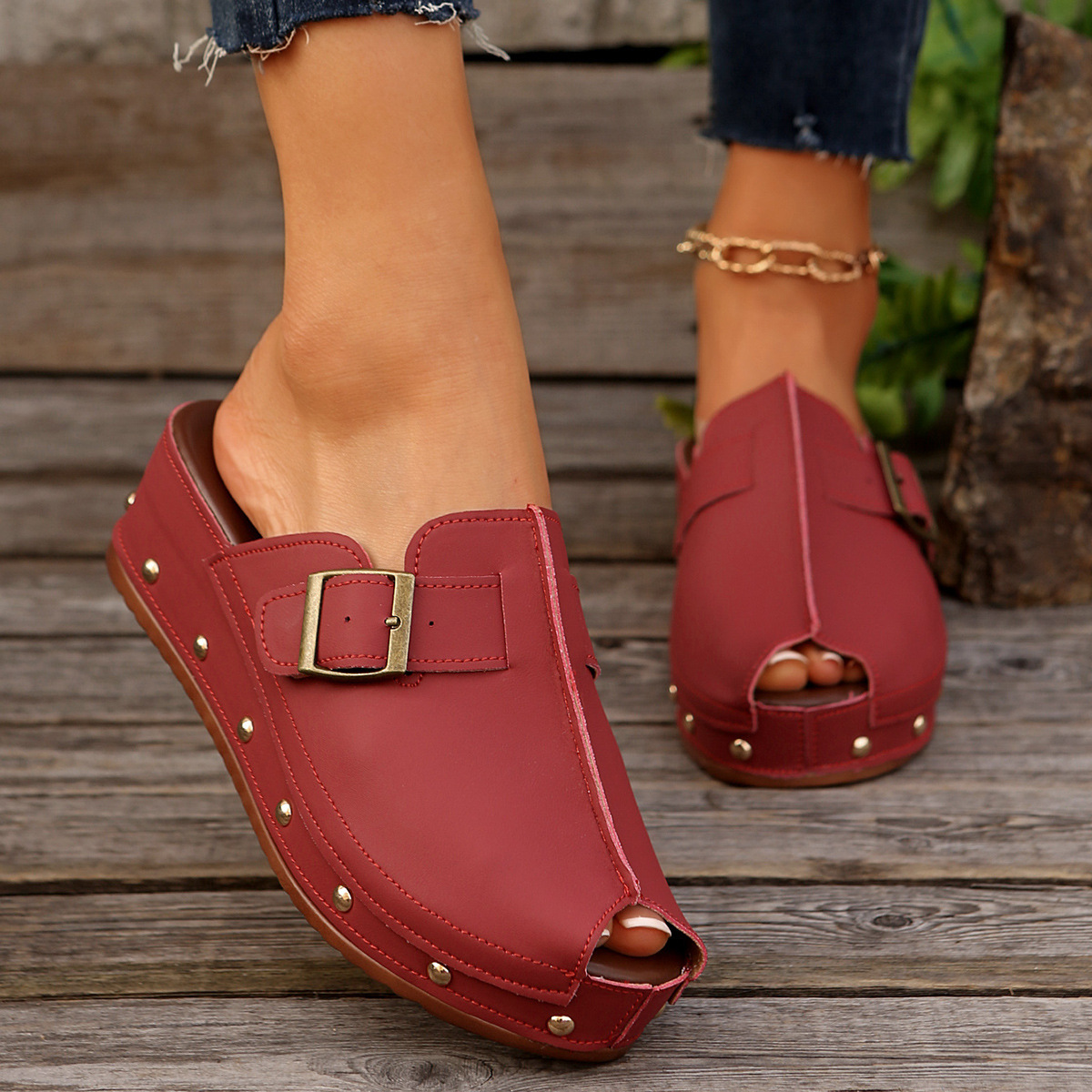 🔥Last Day 60% OFF - Orthopedic Thick sole Wedge Sandals  ( Buy 2 Free Shipping )