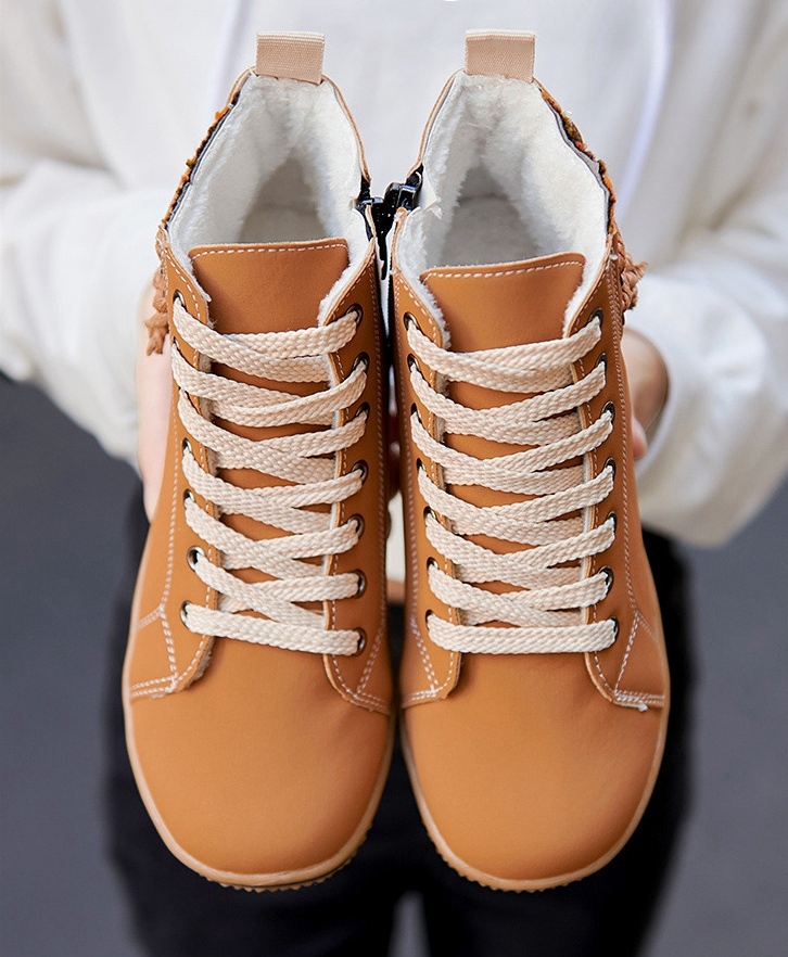 Women's Lace-Up Boots with Side Zipper