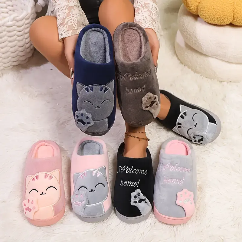 Women's cartoon lucky cat warm cotton shoes