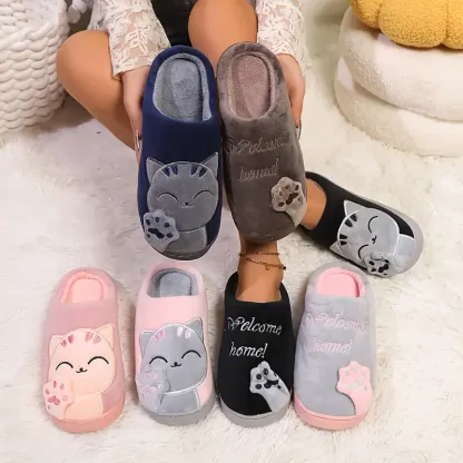 Women's cartoon lucky cat warm cotton shoes