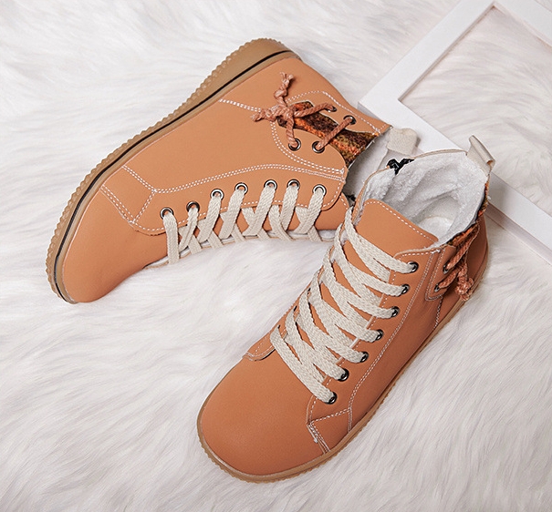 Women's Lace-Up Boots with Side Zipper