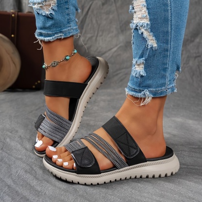 Women's Summer Fashion Sandals - Casual Beach Shoes, Low Heel, Comfortable, Suitable for Outdoor Vacations and Everyday Wear
