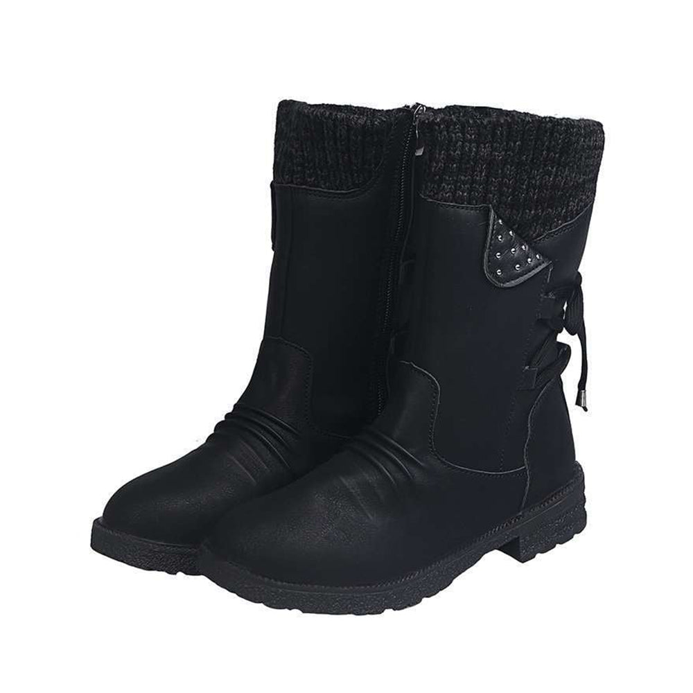 Women's mid-calf snow boots sweater cuff winter warm boots