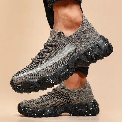 Men's knitted breathable and comfortable non-slip lace-up sneakers