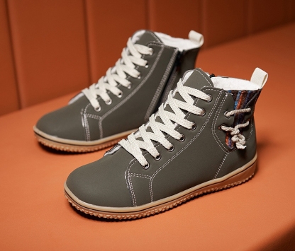 Women's Lace-Up Boots with Side Zipper