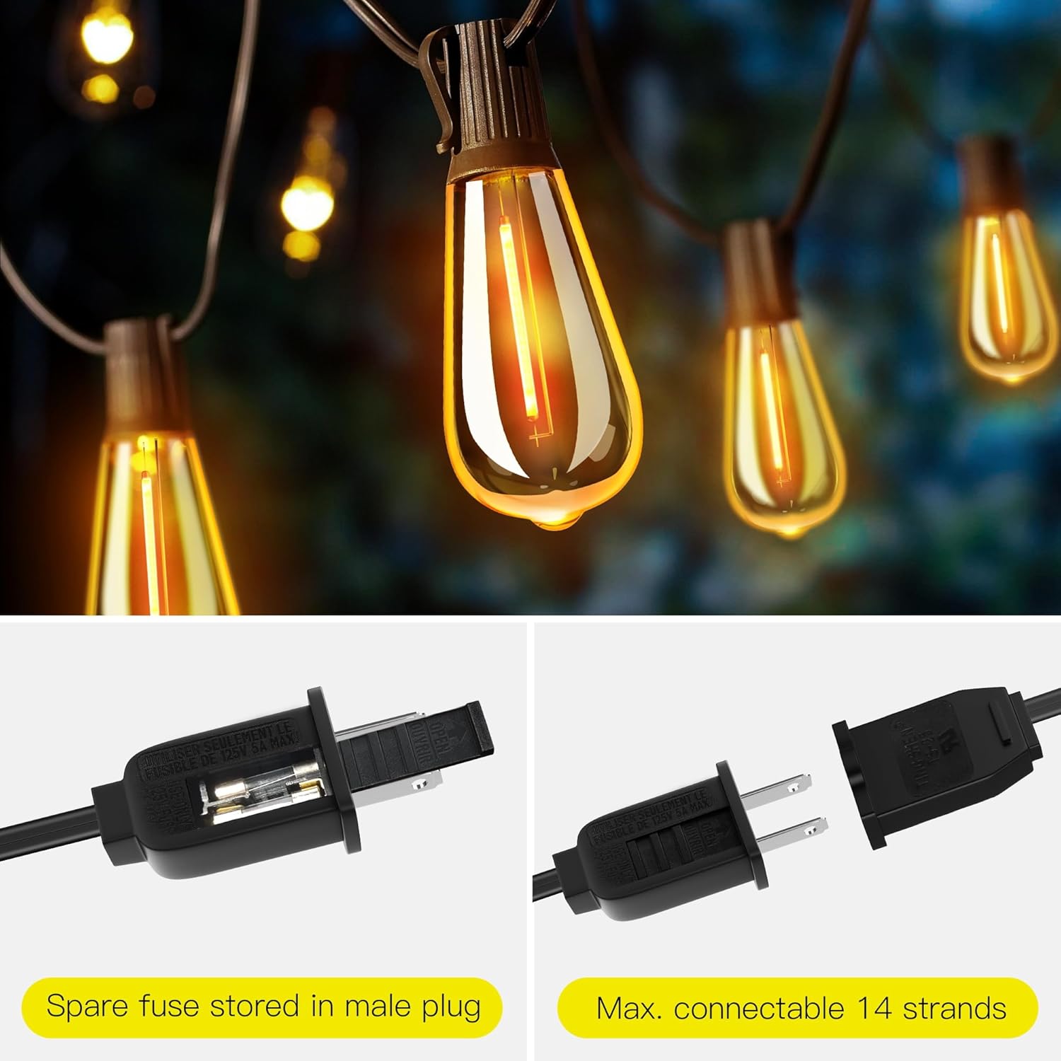 120FT Solar String Lights Outdoor with Remote, 2200K Soft Warm Patio Lights with 52 Shatterproof ST38 Tear-Drop LED Filament Bulbs, Dimmable Outside Edison Hanging Light for Backyard Deck Roof