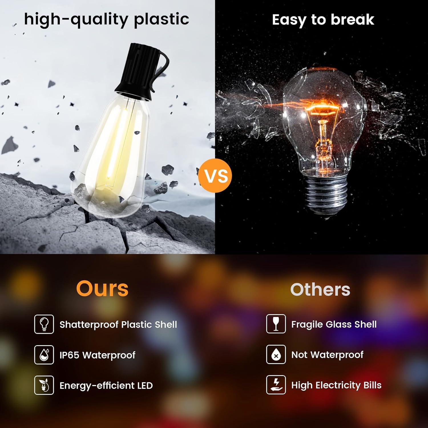 120FT Solar String Lights Outdoor with Remote, 2200K Soft Warm Patio Lights with 52 Shatterproof ST38 Tear-Drop LED Filament Bulbs, Dimmable Outside Edison Hanging Light for Backyard Deck Roof