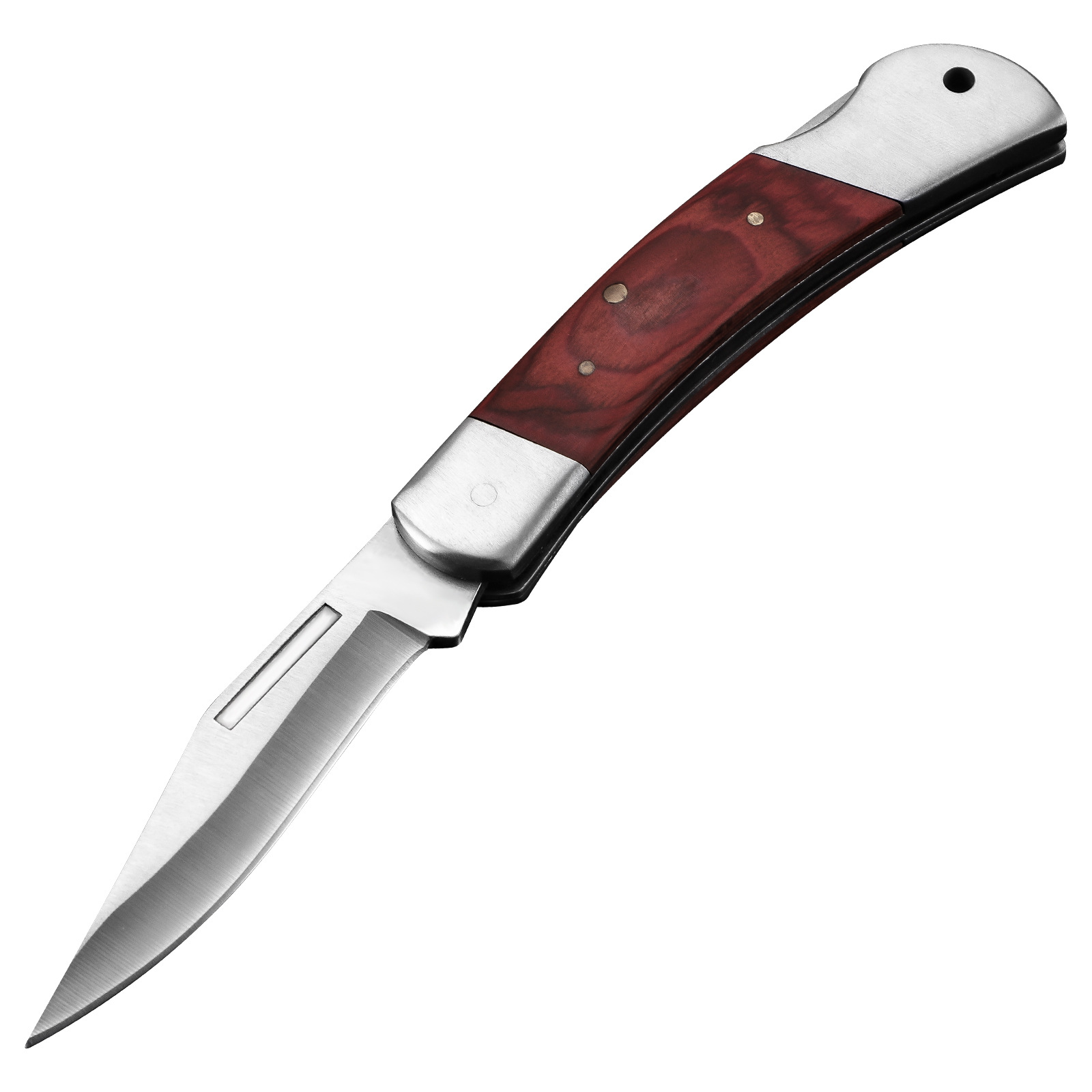 Buck 110 Folding Hunter Lock-back Knife, Brass Bolsters, Ebony Handles, 3-3/4" 420HC Blade with Leather Sheath