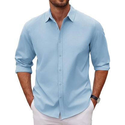 Men's Long Sleeve Anti-Wrinkle Button Down Casual Fall Shirt