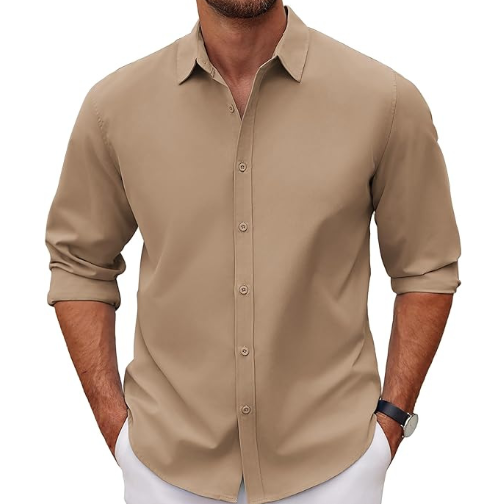 Men's Long Sleeve Anti-Wrinkle Button Down Casual Fall Shirt