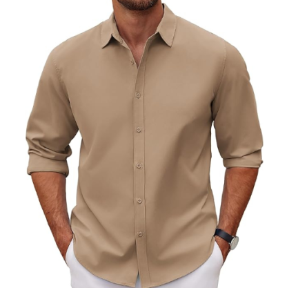 Men's Long Sleeve Anti-Wrinkle Button Down Casual Fall Shirt