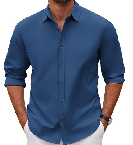 Men's Long Sleeve Anti-Wrinkle Button Down Casual Fall Shirt