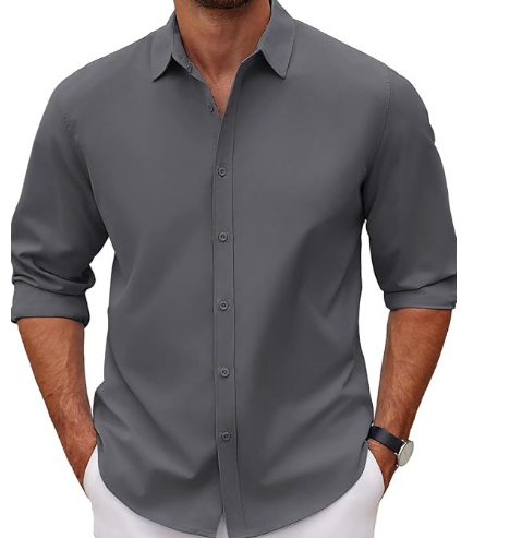 Men's Long Sleeve Anti-Wrinkle Button Down Casual Fall Shirt