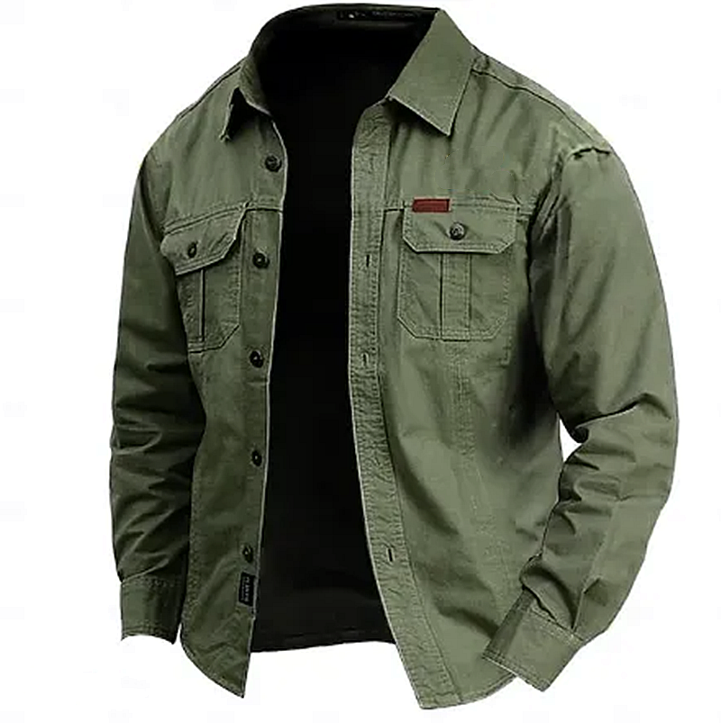 2024 New Cow Print Casual Men's Work Shirt Cargo Shirt