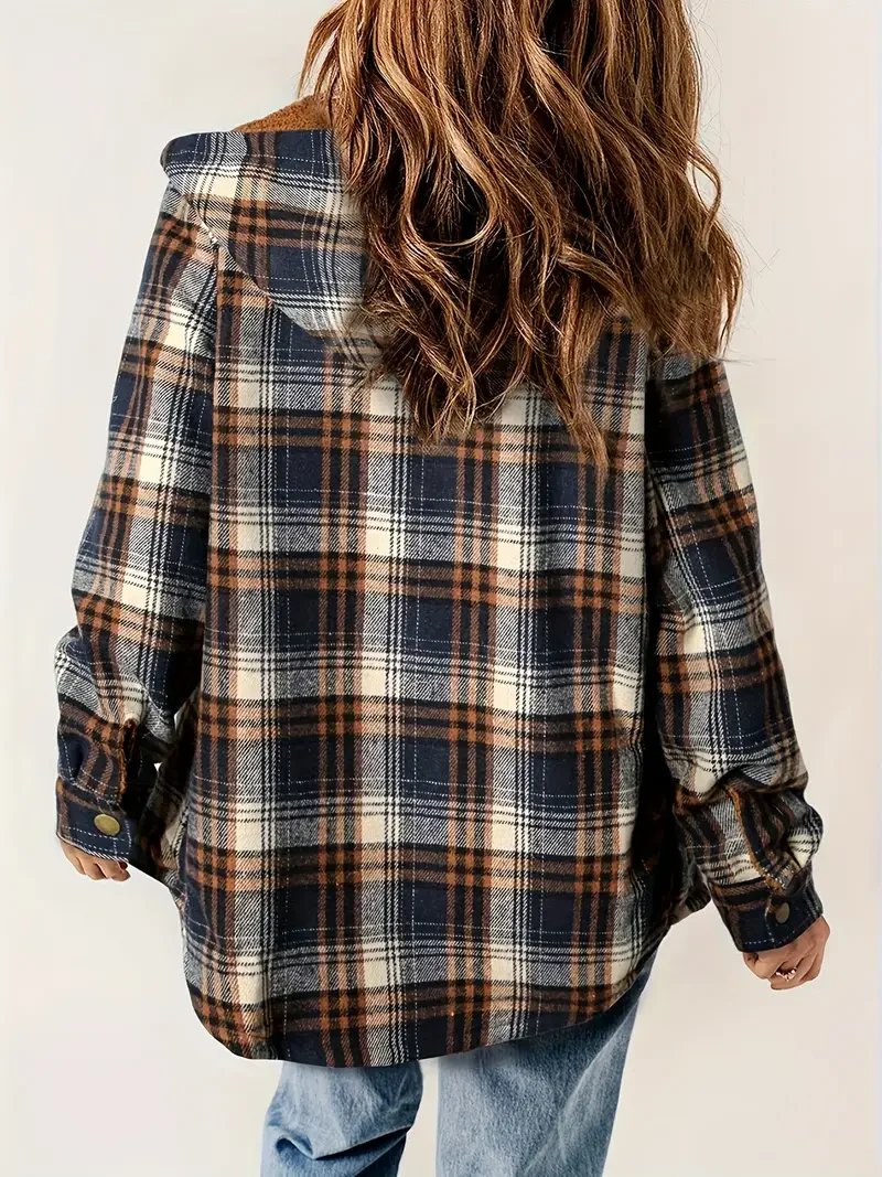 🔥Plaid Hooded Thick Plus Fleece Warm Jacket Coat (Buy 2 Free Shipping)