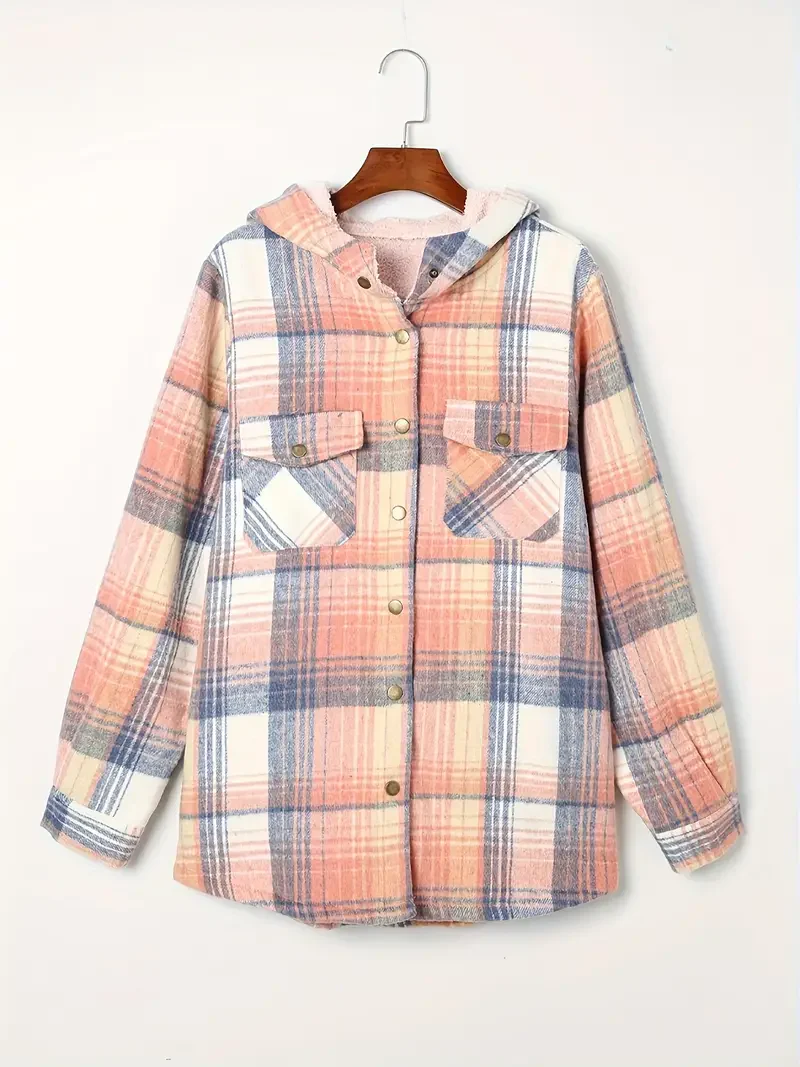 🔥Plaid Hooded Thick Plus Fleece Warm Jacket Coat (Buy 2 Free Shipping)