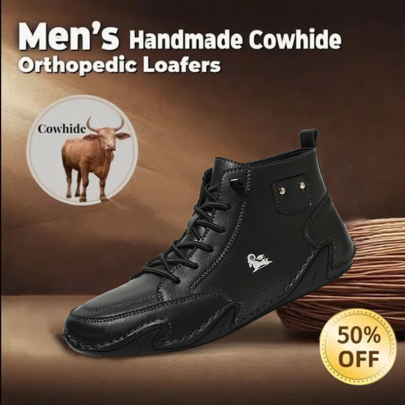 🔥Hot-selling recommendations 50% off today only🔥Men's authentic orthopedic high-top shoes to relieve foot pain