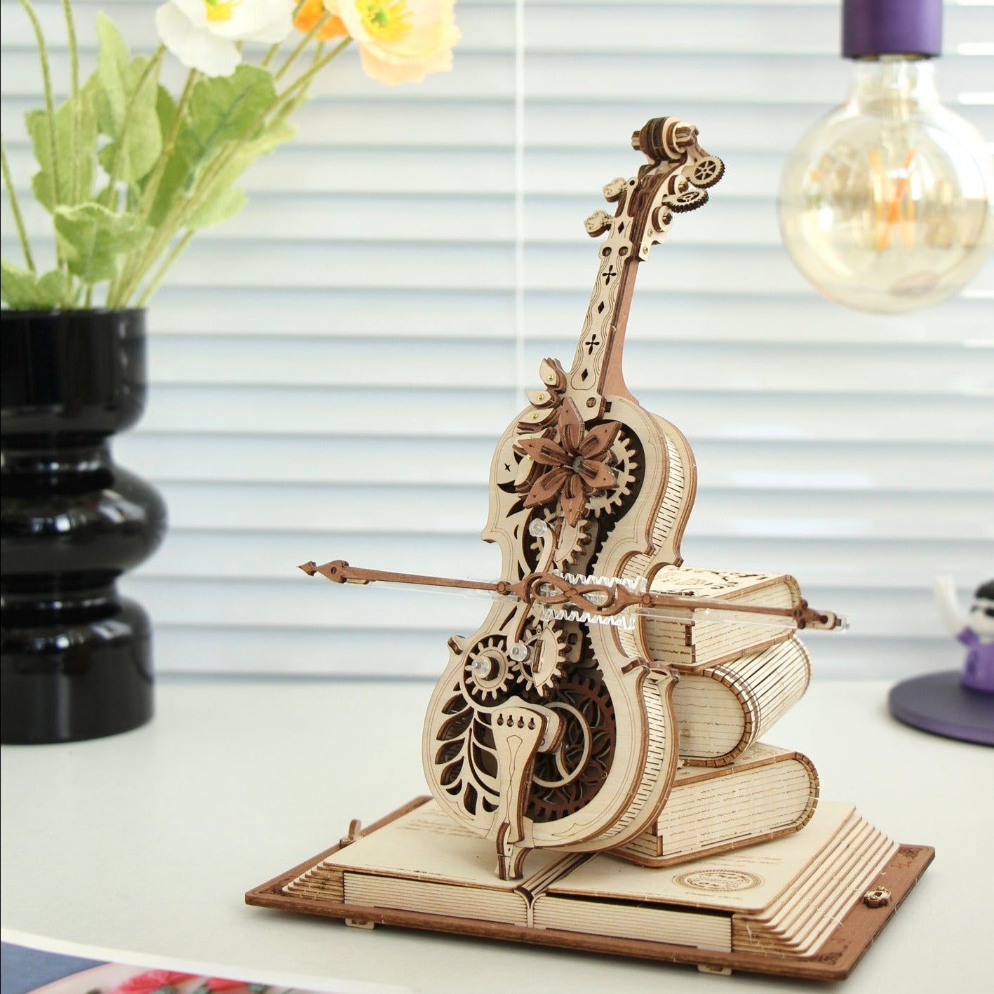 Magic Cello Mechanical 3D Wooden Music Box Puzzle