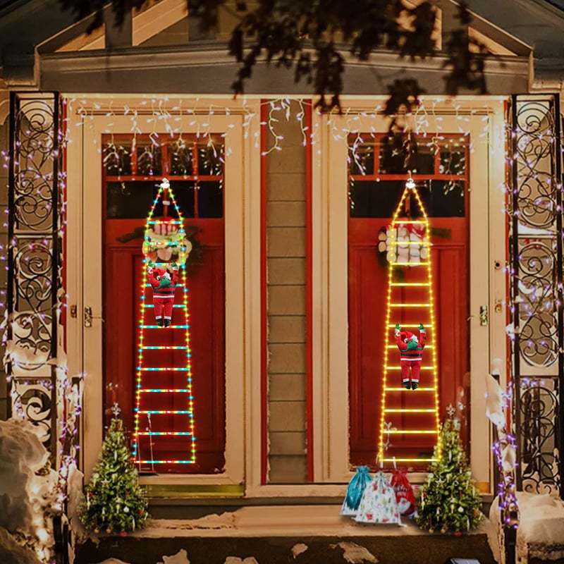 🎅🎄Christmas Decorative Ladder Lights with Climbing Santa Claus