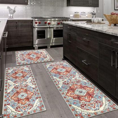 💖💖Boho Washable Kitchen Rugs Sets of 3 - Non Slip Kitchen Rugs-PLAWLTD