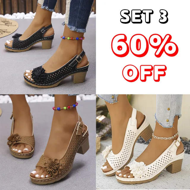 🔥Best Seller-Last Day Sale 60% OFF🔥 Buckled Square Heel Sandals for Women