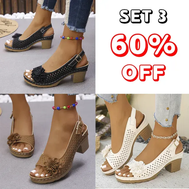 🔥Best Seller-Last Day Sale 60% OFF🔥 Buckled Square Heel Sandals for Women