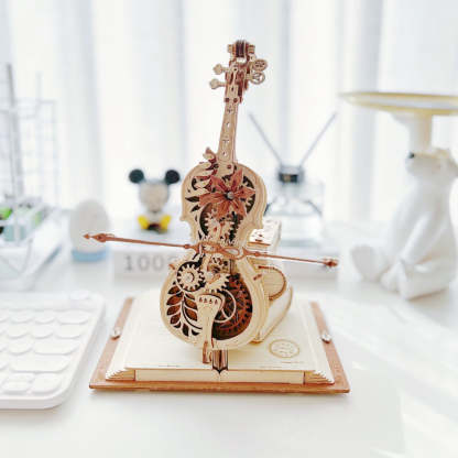 Magic Cello Mechanical 3D Wooden Music Box Puzzle