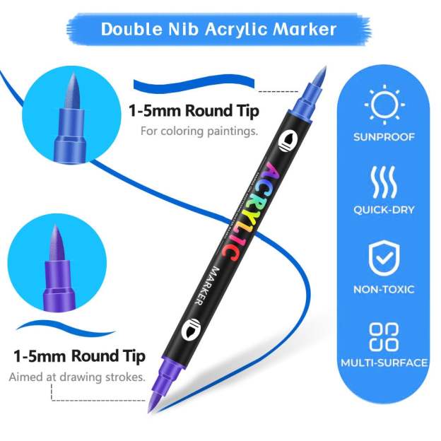 🔥Last Day Promotion-49%OFF - Dual Tip Acrylic Paint Pen Marker - 24/48/72 Colours-PLAWLTD