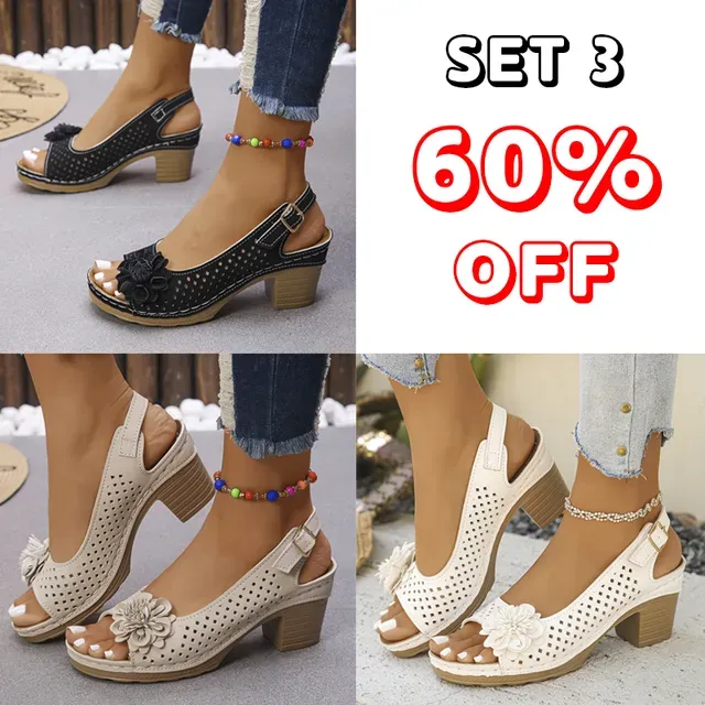 🔥Best Seller-Last Day Sale 60% OFF🔥 Buckled Square Heel Sandals for Women