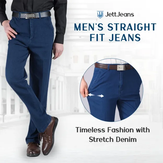 🔥Last Day 50% OFF🔥Men's High Waist Straight Fit Stretch Jeans.